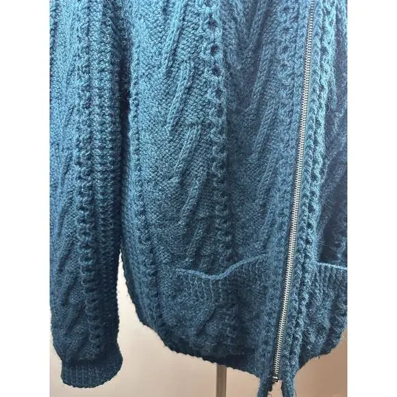 An Irish Traditional Handknit Cardigan Fisherman Sweater Pure New Wool Ireland - Picture 15 of 16